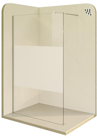 i-flair Duschabtrennung Walk In FIONA 100x200 cm Duschwand Dusche 10mm STARK aus TEIL-SATINIERTEM NANO ESG Sicherheitsglas mit Edelstahl Wandprofilen #740 (Teilsatiniertes Glas)