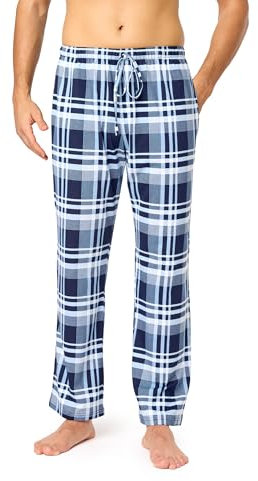 Timone Herren Schlafanzugshose Lang Pyjamahose aus Baumwolle Freizeithose Schlafhose Loungewearhose mit Taschen Nachtwäsche Hose für Herren Sleepwear TPP-001 (Muster-19 (9555408), XXL)
