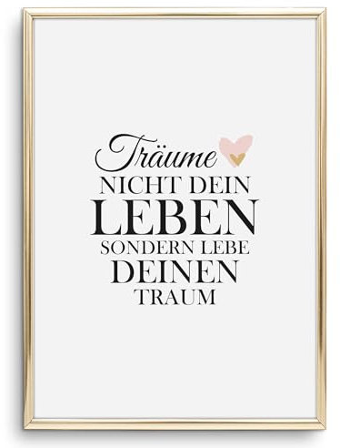 Tales by Jen Kunstdruck, Sprüche Poster: Träume nicht dein Leben, sondern Lebe deinen Traum | Stilvolles Premium Poster auf hochwertigem Papier | Moderne Wand Deko in schwarz weiß | Ohne Bilderrahmen
