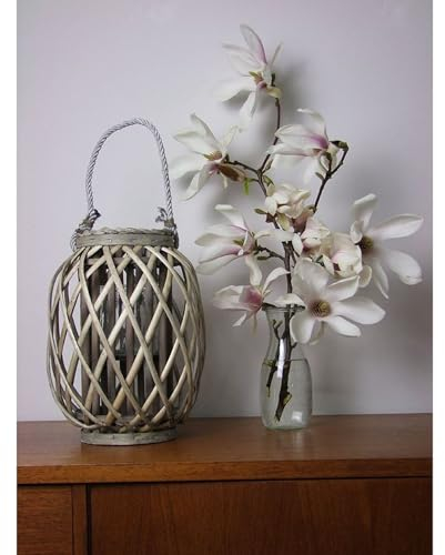 BURI Laterne aus Weide mit Glas Windlicht 20x30cm Windlicht Kerzenhalter Dekoleuchte