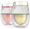 Host Freeze Cooling Cup, Double Wall Insulated Freezer Chilling Tumbler with Gel, Glasses for Red and White Wine, 8.5 oz (250ml), Set of 2, Marble