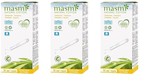 Masmi Regular Applicator Tampons Bio-Baumwolle, plastikfrei, 100% biologisch abbaubar, parfümfrei, hypoallergen, chlor- und dioxinfrei (Triple Pack)