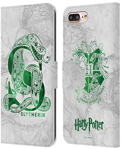 Head Case Designs Offizielle Harry Potter Slytherin Aguamenti Deathly Hallows IX Leder Brieftaschen Handyhülle Hülle Huelle kompatibel mit Apple iPhone 7 Plus/iPhone 8 Plus