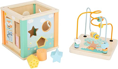 small foot Motorikwürfel Pastell, Motorikspielzeug für Kleinkinder, bespielbar von fünf Seiten, ab 12 Monaten, 11724