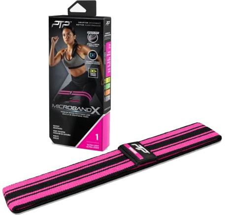 PTP Microbandx Woven Resistance Loop Pink Ultralight 920011 - Fitness Bänder - Trainingsband - Mittel - 2 mm - 145 g - Waschbar - Übungsposter - Pink - PTP
