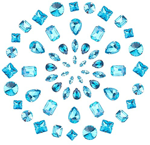GORGECRAFT 100 Piezas de Formas Mixtas Grandes para Coser En Diamantes de Imitación Lágrima Gota de Cristal Diamantes de Imitación Piedras Preciosas de Espalda Plana, Azul