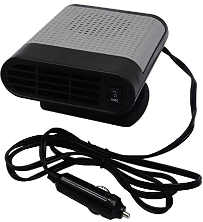 Calentador de ventilador de coche de 12 V 150 W, TOTMOX 2 en 1 portátil de cerámica calentador de enfriamiento seco ventilador descongelador de parabrisas negro