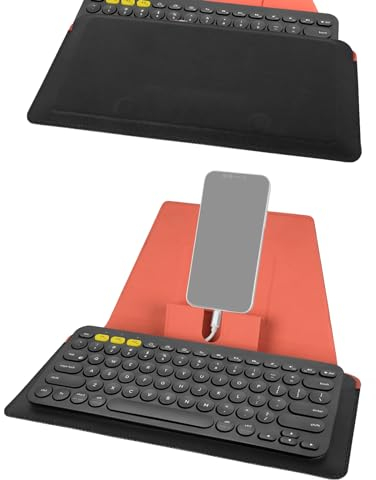 GEEKRIA Housse de Clavier compacte avec Support pour Smartphone et Tablette, Housse de Clavier Compatible avec Logitech K380 sans Fil, Clavier Magique, OMOTON Ultra-Mince Bluetooth (Noir)