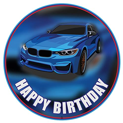 J&M DECO Tortenaufleger Auto – essbare Tortendeko Ø 20 cm – Tortenbild mit Rennauto-Motiv für Jungengeburtstag – Kuchendekoration aus Zuckerpapier – gebrauchsfertig