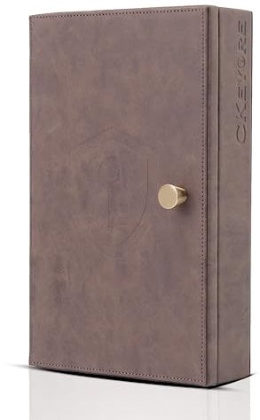 CKEYURE Premium XL Braun PU Leder Faraday Box für Autoschlüssel Wandmontage mit Magnetverschluss | Anti-Diebstahl-Autoschlüssel Signalblocker Box | Faraday-Käfig | RFID-Box & Signalblockierbox für