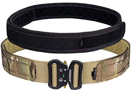 IDOGEAR Taktischer Gürtel Molle 2 Zoll Kampfgürtel mit 1,75 Zoll Innengurt Schnellverschluss Hochleistungsgürtel Lasergeschnittener (Large for waist 96-106 cm, Multi-Camo)