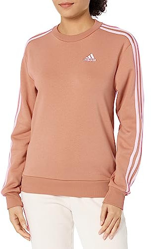 adidas Felpa da donna in pile Essentials con 3 strisce, Argilla Strata/Rosa Chiaro, XS