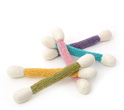Glaciart One Swabs Cat Toys with Catnip - 5 PCS | Durable Chew Toy, Cute Cat Toys Interactive Kitty for Boredom, Exercise, & Play | Filled w/Organic Catnip for Anxiety & as Digestive Aid | Gift Idea
