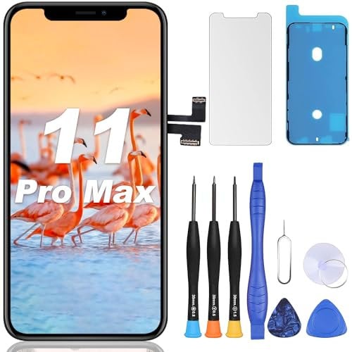 ZOETEC Screen Replacement For iPhone 11 Pro Max, 6.5 LCD Full HD Retina Display COF Touch Screen Digitizer Frame Assembly with Repair Tool Kits, Waterproof Adhesive, Tempered Glass