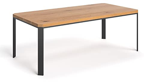 Danzz Industrieller Tisch Mart 180x90, Tisch aus massiver Eiche