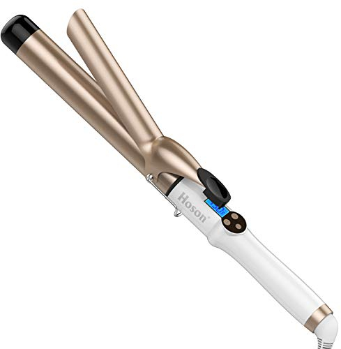 Hoson 32mm Curling Tongs Professional Ceramic Tourmaline Coating Barrel 1 1/4 Inch Curling Iron,LCD Display with 9 Heat Setting(110℃ to 210℃ for All Hair Types, Glove Include)