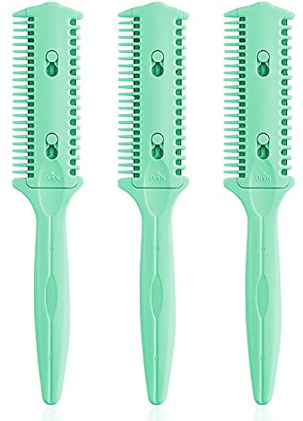 Soft 'N Style Lot de 3 peignes rasoirs double face, ciseaux de coiffure, peigne à pointes fourchues pour coupe et coiffure fins et épais (F, 3)