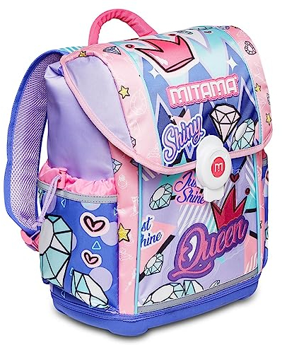 Mitama Zaino Scuola, UPSIDE JUST SHINE, Viola, Zaino Doppio Scomparto, Tasche Porta Borraccia, Multi Tasche Interne, Spallacci Ergonomici, Zaino Scuola Elementare Bambina, Taglia unica