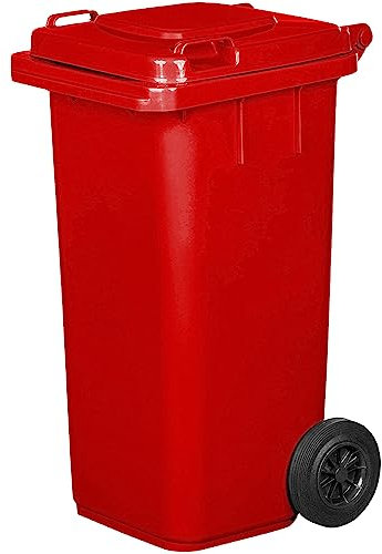 IMJ-Global Abfalleimer | PN-EN 840 | 120 Liter | mit Rollen | System zur mechanischen Entnahme | Kunststoff | rot