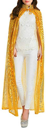 Halloween Umhang Unisex Glitzer-Umhang 140cm Kapuze Lange Kapuzenumhang Prinzessin Bunt Cape Long Cape für Erwachsene Cosplay Vampir Kostüm Halloween Kostüm Weihnachtskostüm Prinzessin Party Kostüm