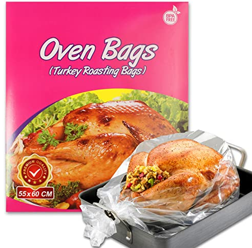 Lot de 10 grands sacs à rôtir pour la dinde - Saveur parfaite - Pour la dinde, le canard, le poulet et d'autres viandes - 55 x 60 cm