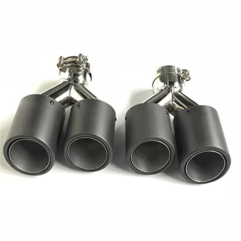WEHOMY 1 Paar Curly Carbon Fiber Edelstahl Universal Doppelrohre Auspuffblende Auto Schalldämpfer Endrohr Auspuffblenden (Size : 54MM IN 89MM Out)