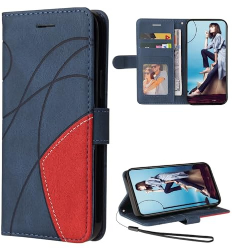 Cqkob Handyhülle für Nokia 2.4, Leder PU Brieftasche Handyhülle Flip Case Silikon Bumper Schutzhülle Klapphülle. Lederhülle mit Kartenfächern und Standfunktion-Blau