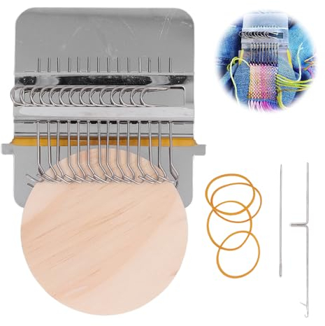 Tissting Kleine Webstuhl Set, Mini Handwebstuhl Maschine Loom Speedweve Stopfwerkzeug mit 14 Haken und Holzbrettern, DIY Webwerkzeuge für Stricken Nähen Socken, Kleidung