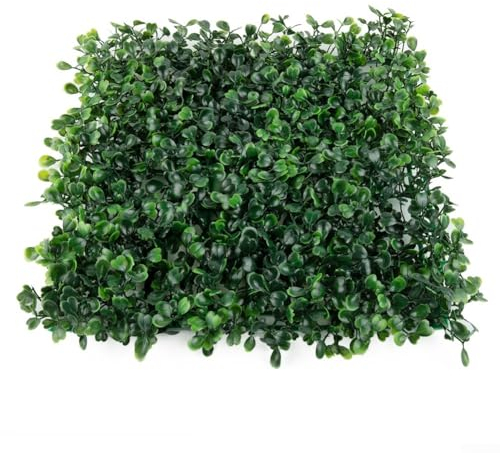 Künstliche Pflanzen-Wandpaneele, künstliche Blätter, Heckenpaneele, Rankgitter, künstliche Efeupflanzen, Sichtschutzzaun für drinnen und draußen, Zuhause, Balkon, Garten, Dekoration, 25 x 25 cm