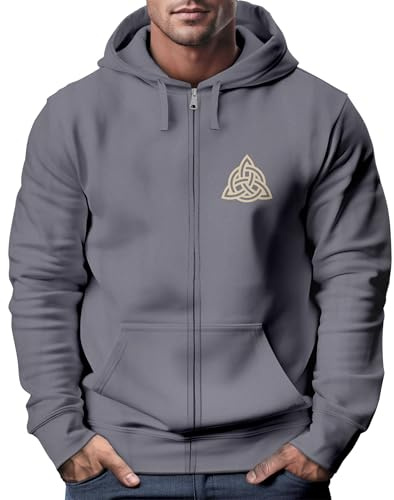 Neverless® Zip Hoodie Herren Sweatjacke mit Kapuze Logo Wikinger nordische Mythologie Valknut Wotansknoten Valhalla