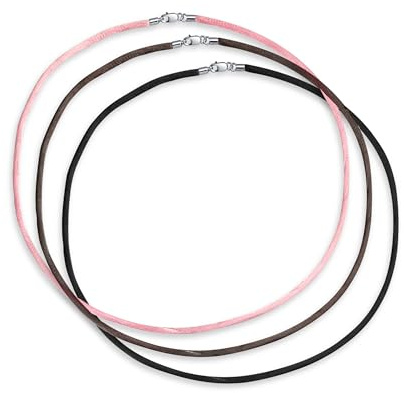 Ensemble De Trois Colliers En Satin Doux Et Fin Noir Marron Rose De 16 Pouces En Cordons De Soie Pour Superposition De Pendentifs Femmes Hommes Adolescents Fermoir Mousqueton En Argent Sterling .925