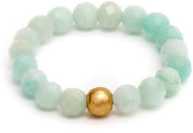 BERGERLIN Echter Amazonit Ring mit Goldperle - facettierte Perlen - Größe L