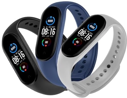 ZUOQIANG 3 Stück Armband Kompatibel mit Xiaomi Mi Band 5/6/7, Ersatzarmband für Xiaomi Mi-Band Fitness Armband, Weiches Silikon Verstellbare Smartwatch Armband für Mi Band 5/6/7