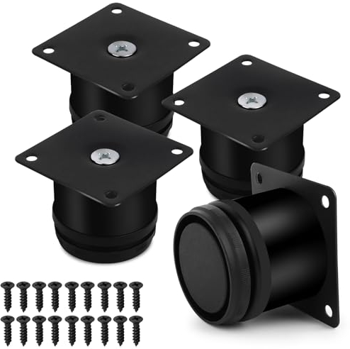 NVIYAM Lot de 4 Pieds de Meuble Réglables Universel Pieds de Lit Réglable 0-15 mm avec des Vis Reglable Pied de Table Acier Inoxydable Pied de Table Reglable Hauteur Métal Salle de Bain Pied Réglable