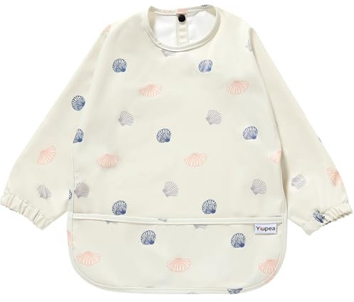 Yiupea Bavoir Bébé Anti-Désordre à Manches Longues – Lavable en Machine et Imperméable et 6 à 24 Mois pour le Sevrage BLW de Bébé, Bavoirs de Combinaison pour L'alimentation de Bébé -Kaki