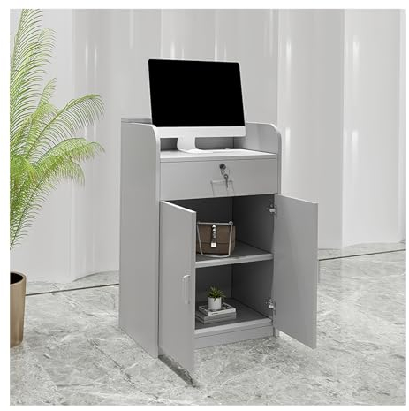 Verkaufstheke,Empfangstheke mit Schubladen, Rezeptionstheke,Moderner Einfacher Kassenschrank,Empfangstheke Rezeption Arbeitsplatz, Für Empfangsraum, Lobby, Schönheitssalon, Einzelhandel(Color:Gray,Siz