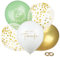 COLOFALLA 24 Stücke Taufe Deko Taufe Luftballon Mädchen Pink Geschenk zur Taufe Meine Taufe Taube Regenbogen Muster Taufe Ballon mit 2 Bänder (Gold)