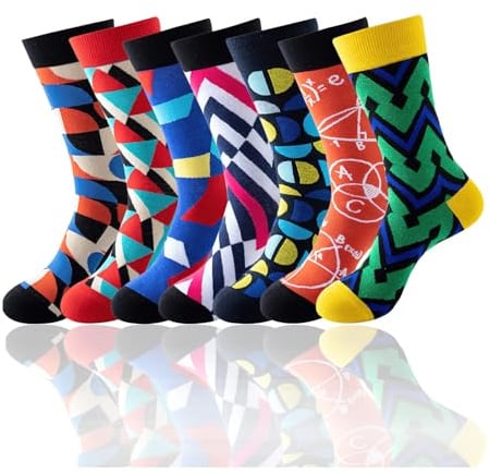 VEGCOO 7 Paar, Lustige Socken, Socken Bunt, Bunte Herren, Passt Für Die Meisten Männergrößen