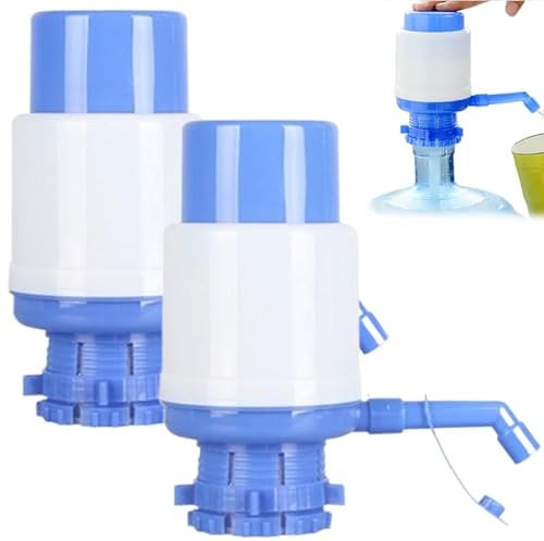 2 PCS Pompe à eau manuelle pour la cruche de 5 gallons, pompe à cruche à eau portable, pompe à bouteille de distributeur d'eau de presse à pression à la main avec un tube et capuchon supplémentaires,