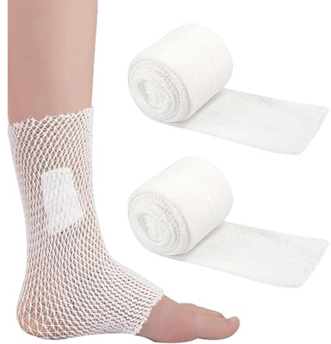 2 Stück Schlauchverband, Netzverband, Elastische Schlauchverband,Netzbandage Bandage,Netzschlauchverband, Schlauchförmige Kompressionsbandage, zur Befestigung,Atmungsaktive und Bequeme Fixierbinde