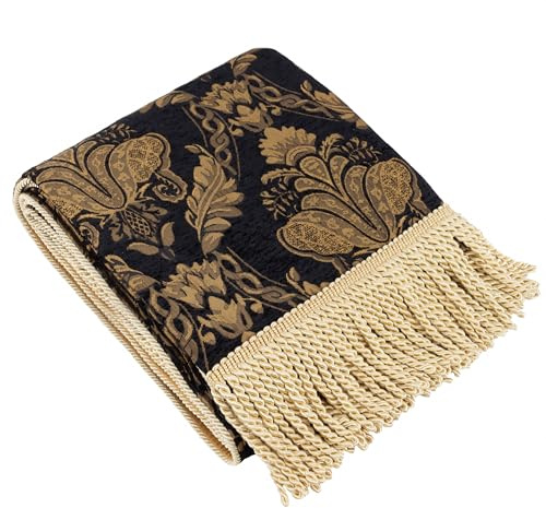 Paoletti Shiraz Traditioneller Jacquard-Überwurf – Schwarz – 130 x 170 cm
