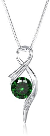 Loutade Halskette Damen Silber, 925 Sterling Silberkette mit AAAAA Grün Zirkonia Anhänger, 45+5cm Halskette Silber Kette, Silber Schmuck Liebe Geschenke für Frauen Mutter zum Geburtstag Weihnachten