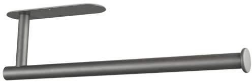 Markcco Porta asciugamani di carta, base, porta asciugamani di carta per cucina, autoadesivo o viti, montaggio a parete, porta asciugamani di carta per cucina, bagno, acciaio inossidabile, grigio