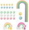 30Pcs Rainbow Cake Toppers, Birthday Decorations Set with Balloon & Cloud Decorations - Foam & Resin Cake Decorations for Birthdays, Baby Showers, Unicorn Parties - Reusable Rainbow Cake Topper Kit