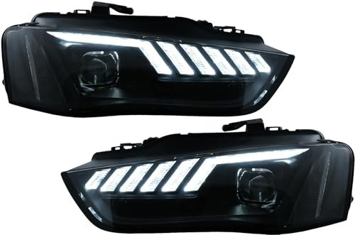 KITT HLAUA4B8FH7 LED-DRL-Scheinwerfer, kompatibel mit A4 B8.5 Facelift 12-15 dynamisches Blinklicht, Schwarz