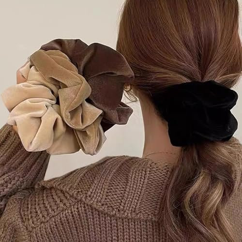 4pcs Vintage Samt Scrunchies Haargummi Damen Große Scrunchie Haargummis Velvet Hair Ties Hair Accessories Women Hair Band Gummiband Haarschmuck Gummibänder Haar Accessoire Frauen Haarband Haar Zubehör