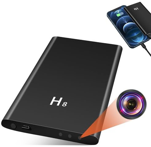 UYIKOO Cámara Espía Oculta, 5000mAh Mini Camara Espia Powerbank, Portátil Cámara Vigilancia para Coche 20+ Horas de Grabación con Sensor de Gravedad Visión Nocturna