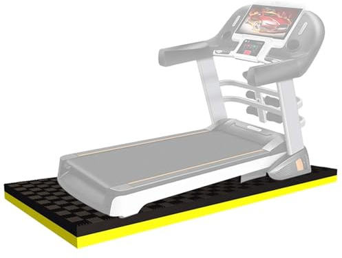 Laufbandmatte, Matten für Trainingsgeräte Laufbandmatte, hochdichte, langlebige Yogamatte, Matte for Trainingsgeräte, Unterlage for Laufband, Crosstrainer, Peloton-Fahrradmatte(Black Yellow,200x100x2.