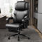 KCREAM chefsessel bürostuhl 200 kg Belastbarkeit,Ergonomischer bürosessel mit Fußstütze, PU Leder Schreibtischstuhl Office Chair mit Verstellbarer Rücklehner, Schwarz Stuhl