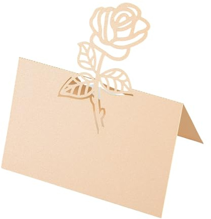Name Place Cards 50 PCS Place Cards for Table Elegant Hollow Out Rose Champagne Gold Name Card for Table Setting for Wedding Birthday Engagement Banquet
